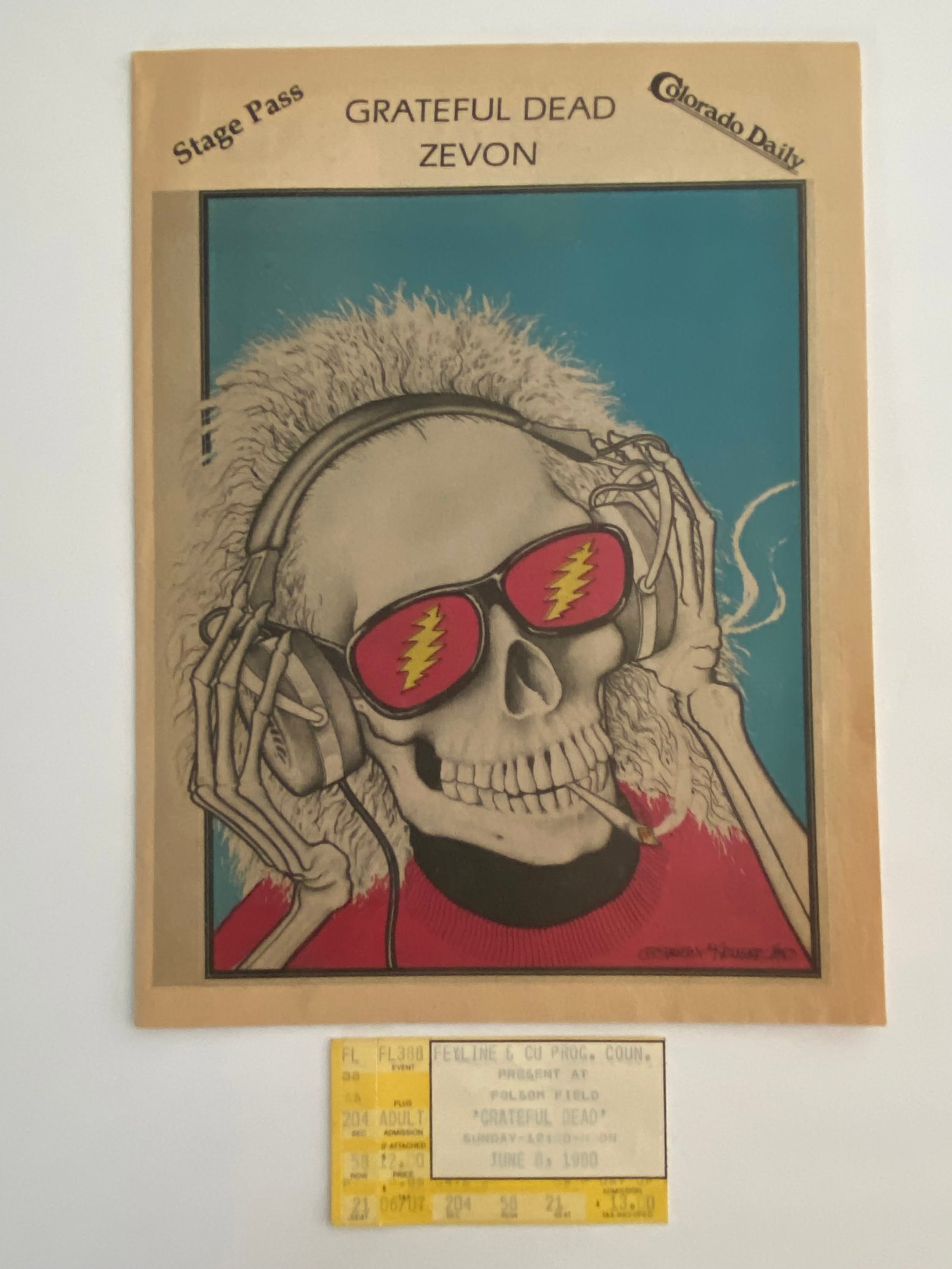 Grateful Dead & Warren Zevon 1980 Folsom Field Concert Program & Ticket (1 of 4)