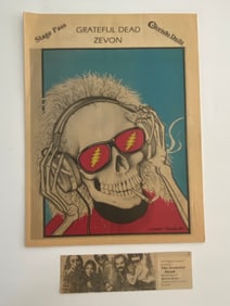 Grateful Dead & Warren Zevon 1980 San Francisco Concert Program w/ Ticket