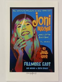 Joni Mitchell Fillmore Concert Poster signed by David Byrd