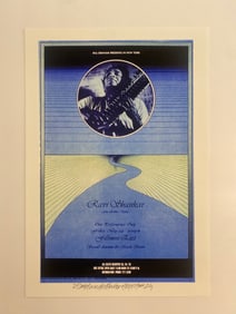 Ravi Shankar Fillmore Concert Poster sigend by David Byrd