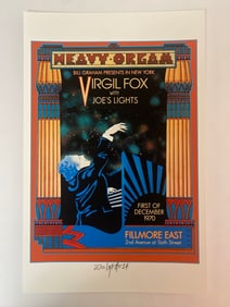 Virgil Fox with Joe's Lights Fillmore Concert Poster signed by David Byrd