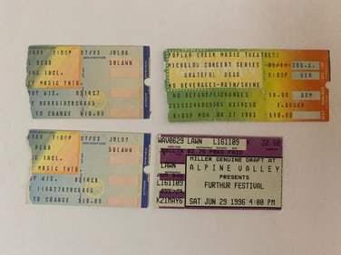 Grateful Dead 1985 Alpine Valley Concert Ticket & Further Ticket