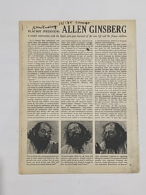 Alan Ginsberg Signed Playboy Magazine Arcticle