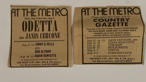 Odetta & Dave Van Ronk 1969 Concert Ad Posters