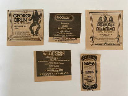 1967 San Francisco Concert Promo Ad Lot: Lot of 1967 San Francisco concert promo ads from the heart of the psychedelic scene. Includes artwork and listings for multiple iconic venues and performers. A colorful window into the Summer of Love.