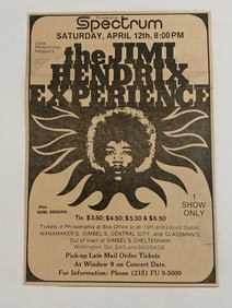 Jimi Hendrix 1969 Spectrum Concert Ad Poster