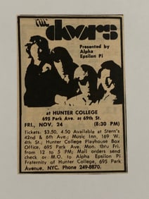 The Doors 1967 Hunter College Concert Ad