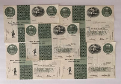 Paul Revere Investors Vintage Stock Certificates (5)
