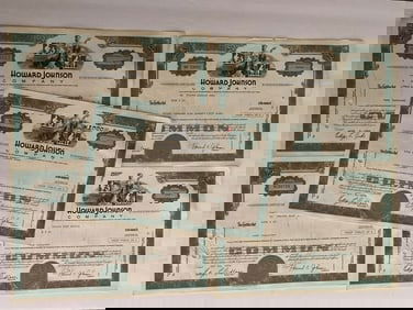 Howard Johnson Company Vintage Stock Certificates (5)