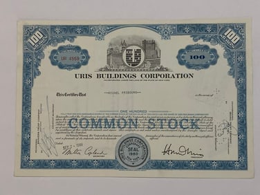 Uris Buildings Corporation Vintage Stock Certificate
