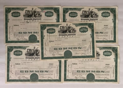 Howard Johnson Company Vintage Stock Certificates (5)