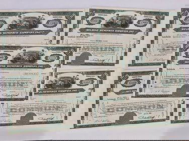 Belding Heminway Company Inc Vintage Stock Certificates (5)