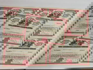 Erie Lackawanna Railroad Company Vintage Stock Certificates (5)