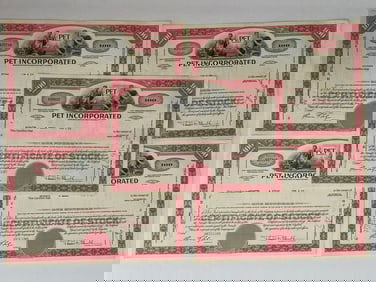 Pet Incorporated Vintage Stock Certificates (5)