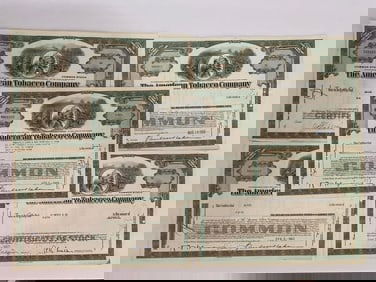 The American Tobacco Company Vintage Stock Certificates (5)