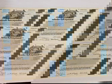 AmSouth Bancorporation Vintage Stock Certifcates (5)