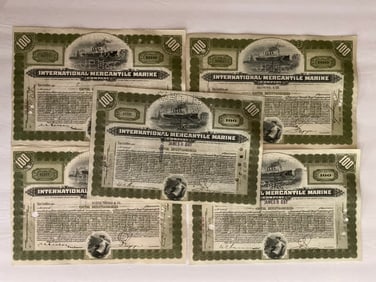 International Mercantile Marine Company Vintage Stock Certificates (5)