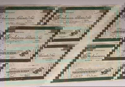 American Brands Inc Vintage Stock Certificates (5)
