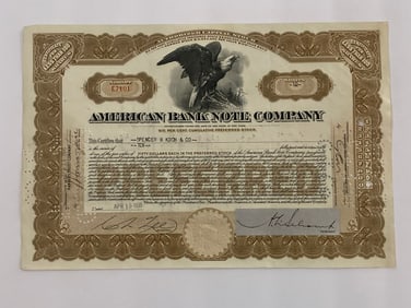 American Bank Note Company Vintage Stock Certificate