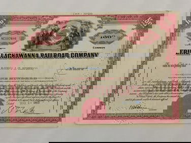 The Errie Lackawanna Railroad Company Vintage Stock Certificate