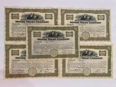 Irving Trust Company Vintage Stock Certificate Vintage Stock Certificates (5)