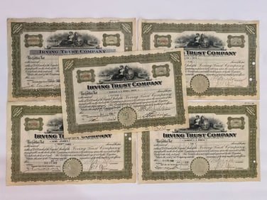 Irving Trust Company Vintage Stock Certificate Vintage Stock Certificates (5)