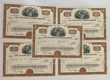 CNA Financial Corporation Vintage Stock Certificates (5)