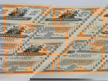 SInclair Oil Company Vintage Stock Certificates (5)