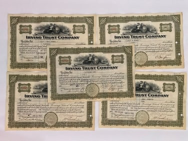 Irving Trust Company Vintage Stock Certificate Vintage Stock Certificates (5)