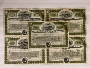 International Mercantile Marine Company Vintage Stock Certificates (5)