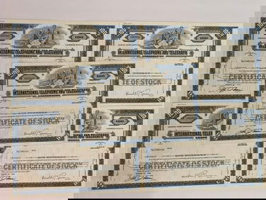 Internation Telephone & Telegraph Company Vintage Stock Certificates (5)