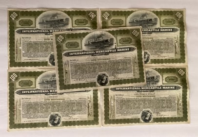 International Mercantile Marine Company Vintage Stock Certificates (5)