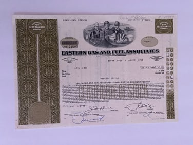 Eastern Gas & Fuel Associates Vintage Stock Certificate