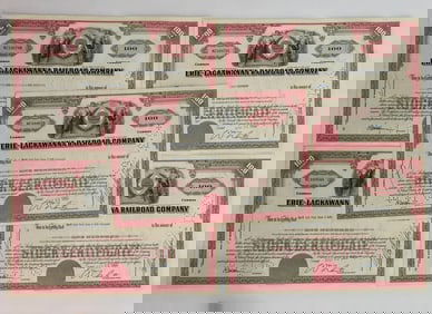 Erie Lackawanna Railroad Company Vintage Stock Certificates (5)
