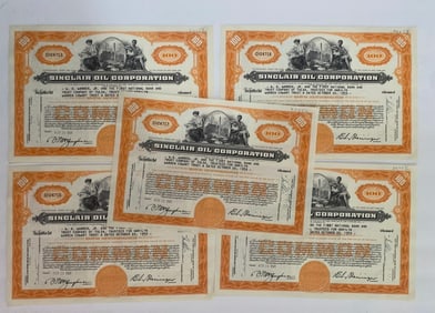 SInclair Oil Company Vintage Stock Certificates (5)