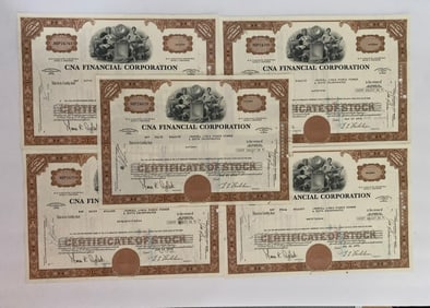CNA Financial Corporation Vintage Stock Certificates (5)