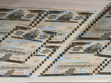 The Grand Union Company Vintage Stock Certificates (5)
