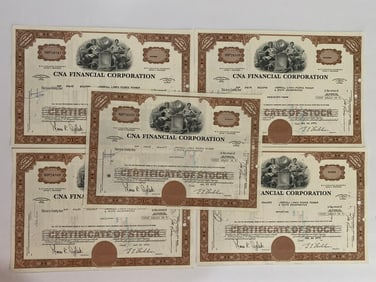 CNA Financial Corporation Vintage Stock Certificates (5)