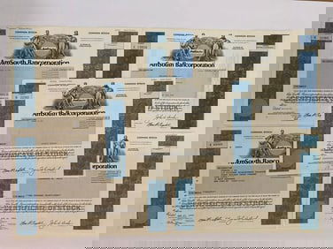 AmSouth Bancorporation Vintage Stock Certifcates (5)