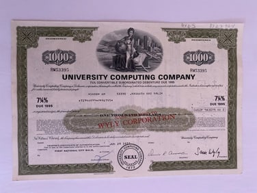 Univeraity Computing Co Vintage Stock Certificate