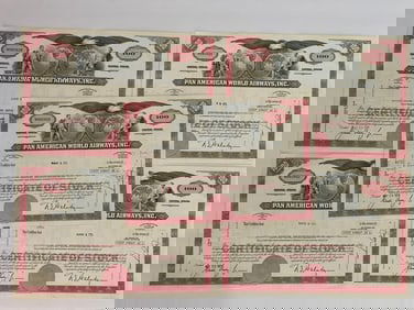 Pan American World Airways Vintage Stock Certificates (5)