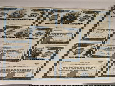 The Grand Union Company Vintage Stock Certificates (5)