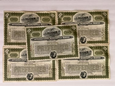 International Mercantile Marine Company Vintage Stock Certificates (5)