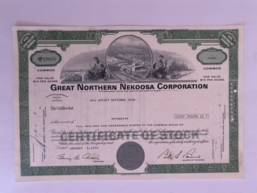 Great Northern Nekoosa Corporation Vintage Stock Certificate