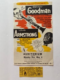 Louis Arnstrong Concert Handbill & Ticket