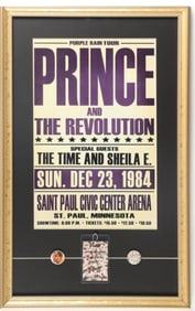 Prince 1984 Concert Poster, Backstage Pass and Button