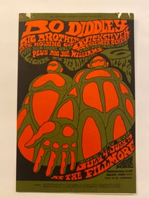 Bo Diddley & Big Brother 1967 Fillmore Concert Postcard 1st Printing