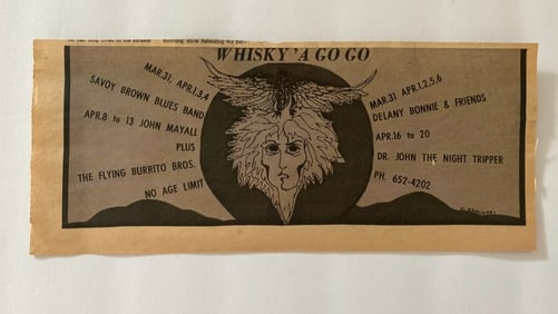Delany Bonnie, Johh Mayall 1968 Whisky 'A Go GO Concert Ad Poster