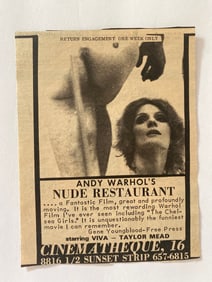 Andy Warhol Nude Restaurant Movie Promo Ad