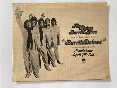The Flying Burrito Brothers 1969 Concert Ad Poster